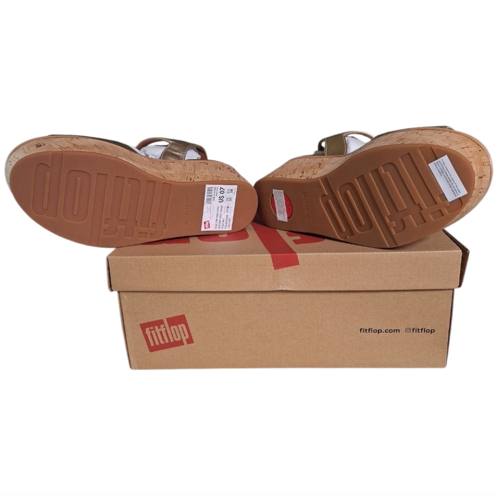 Fitflop Metallic Gold Cork Platform Sandals - Picture 6 of 8